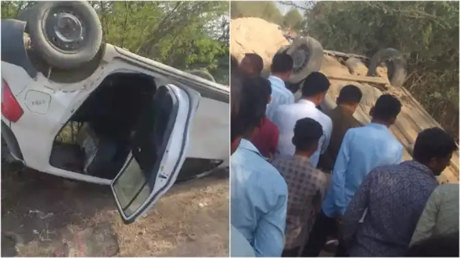Rajasthan : सांचौर में छात्रों को किडनैप कर ले जाते पलटी कार