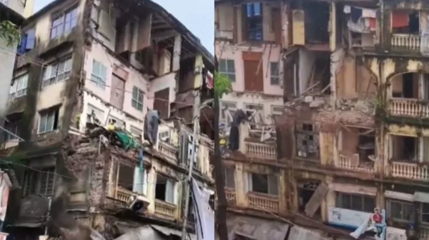 मुंबई के ग्रांट रोड इलाके में गिरी बिल्डिंग की बालकनी