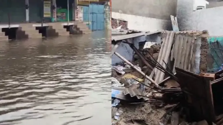 Pali में मूसलाधार बारिश से जनजीवन अस्त-व्यस्त, कई मकान और दीवारें गिरीं