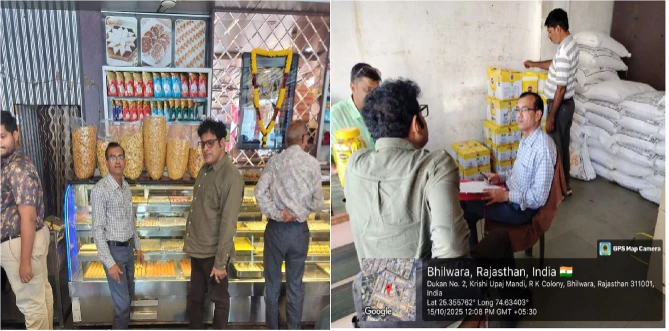 Bhilwara: शुद्ध आहार-मिलावट पर वार अभियान, मैसर्स अथर्वा टेडिंग कम्पनी का 184 लीटर घी किया सीज 12 WhatsApp Image 2025 10 15 at 6
